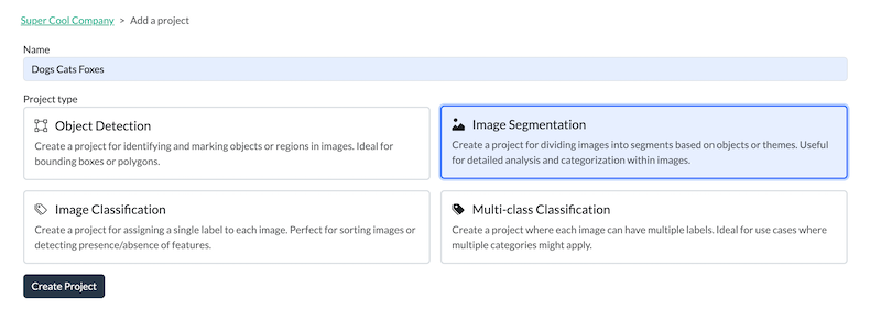 create segmentation project